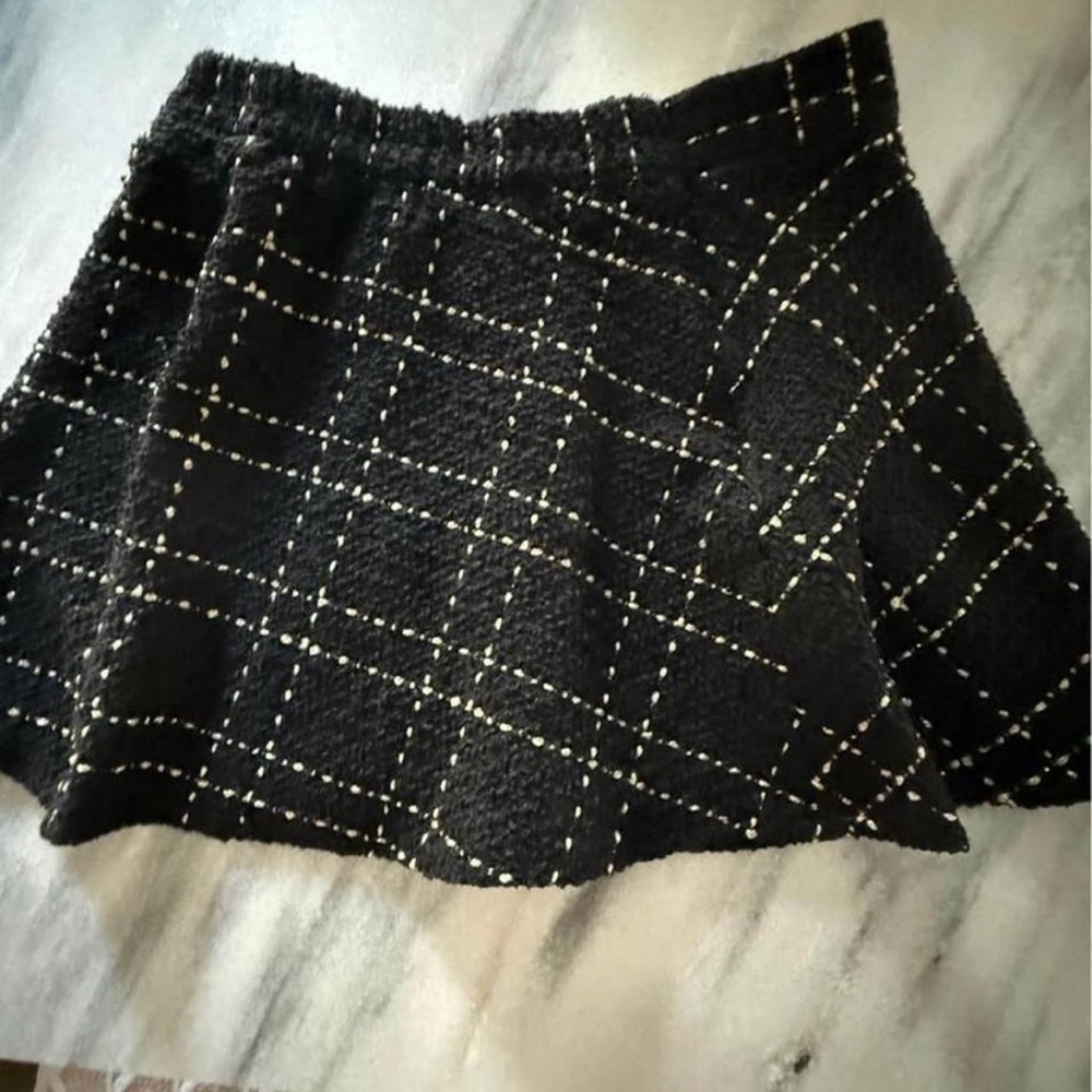 Black and White Plaid Women's Tweed Skirt